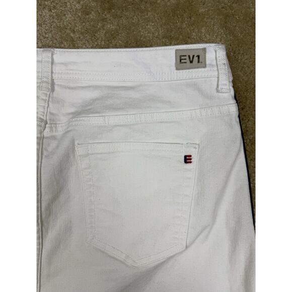 EV1 White Denim Mini Skirt Size 16 Racing Stripes Alex Relaxed Vintage B016 - Picture 8 of 11